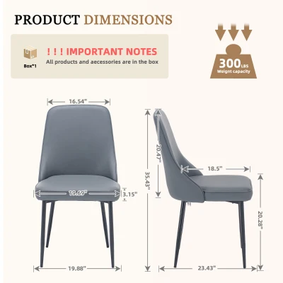 Cozy Dining Chairs with Ergonomic Curved Backrest, 19.5"L x 23.5"W x 35.5"H, Gray
