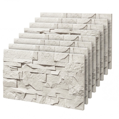 HOMCOM 8-Pack 3D Faux Stone Wall Panels, Lightweight, Light Gray