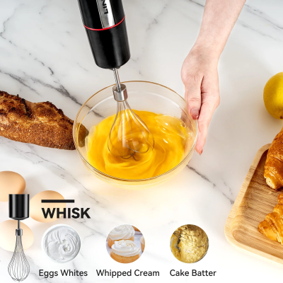 Powerful 1000W 5-in-1 Immersion Hand Blender with 20 Speeds, 2.5" L x 2.5" W x 16" H, Black