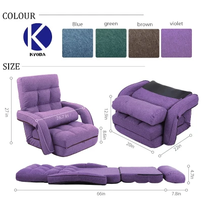 Cozy Floor Chair with 14 Adjustable Positions, 26.5"L x 22"W x 27"H, Purple