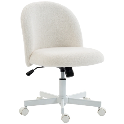 HOMCOM Office Chair, Swivel Tilt Desk Chair, Vanity Chair with Adjustable Height, Wheels for Home Office, Study, Cream White