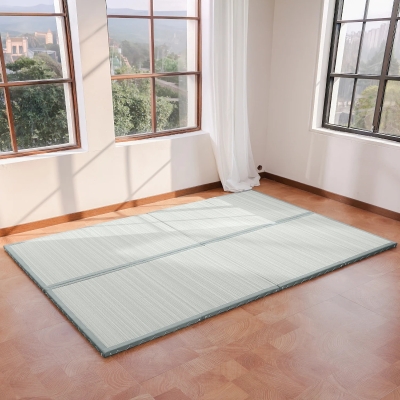 Breathable CocoShield Tatami Mat with Natural Jute Fiber, 152.5L x 203W x 2H cm, Light Green