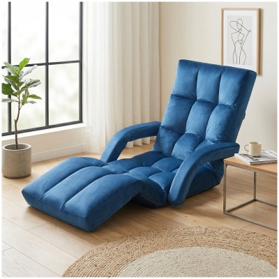 Folding Floor Chair with 14 Precision Adjustment Levels, 20.5"L x 39.5"W x 25.5"H, Blue
