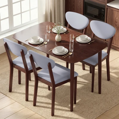 HOMCOM 5-Piece Dining Table Set, Modern Kitchen Table & Chairs, Gray