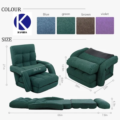 Cozy Floor Chair with 14 Adjustable Positions, 26.5"L x 22"W x 27"H, Green