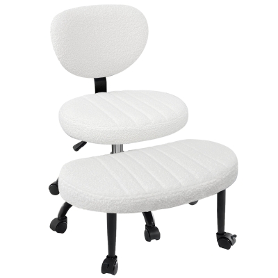 Ergonomic Cross-Legged Meditation Chair with Lumbar Support, 27" L x 35" W x 36.5" H, White