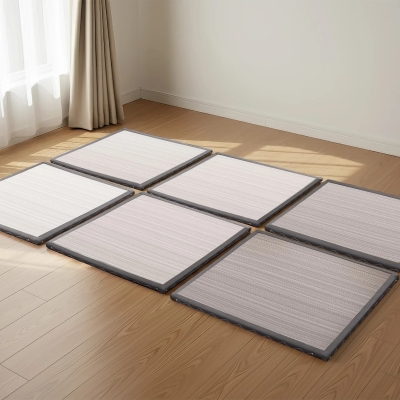 Breathable CocoShield Tatami Mat with Natural Jute Fiber, 137 L x 203W x 2H cm, Gray