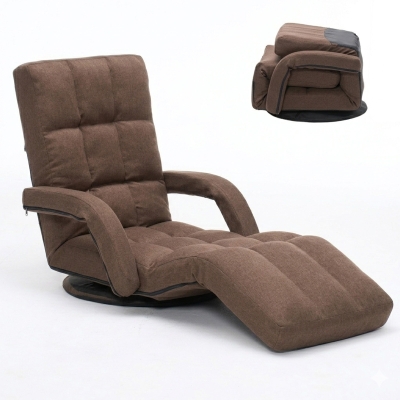 Swivel Gaming Chair with Adjustable Footrest, 20.5"L x 39.5"W x 26"H, Brown