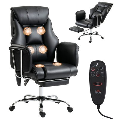 HOMCOM Massage Office Chair, 6-Point Vibration, PU Leather, Black