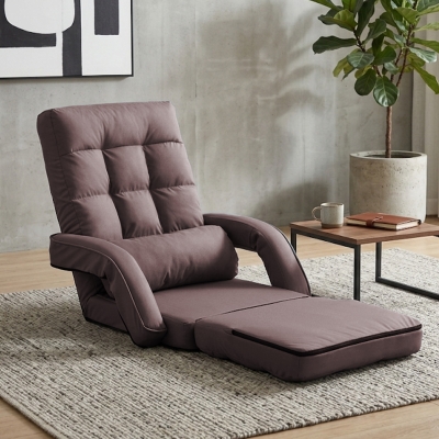 Cozy Floor Chair with 14 Adjustable Positions, 26.5"L x 22"W x 27"H, Brown