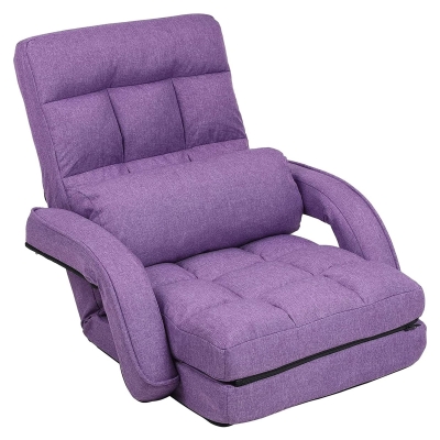 Cozy Floor Chair with 14 Adjustable Positions, 26.5"L x 22"W x 27"H, Purple