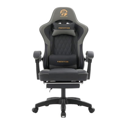 Ergonomic Gaming Chair with Adjustable Lumbar Support, 25"L x 25"W x 51"H, Gray
