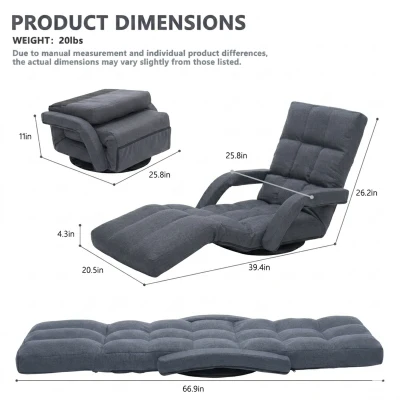 Swivel Gaming Chair with Adjustable Footrest, 20.5"L x 39.5"W x 26"H, Gray