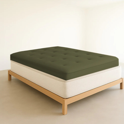 Comfortable 4-Inch Tatami Mattress with High-Resilience Foam, 190.5L x 137W x 10H cm, Olive Green