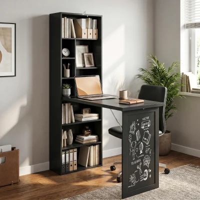 Folding Desk 38.5"x20"x60.25" Black