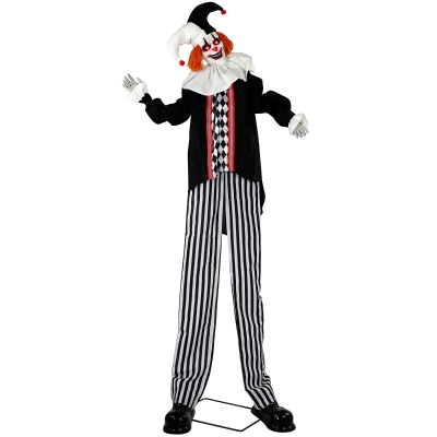 HOMCOM Large Animated Clown Halloween Prop with Sound & Light-Up Eyes