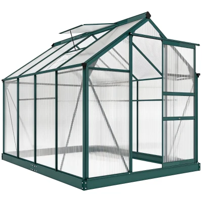 Outsunny 6.2' x 8.3' x 6.6' Clear Polycarbonate Greenhouse, Large Walk-In Green House w/ Slide Door