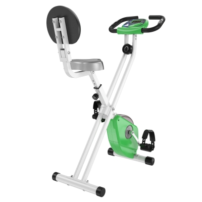 Soozier Foldable Indoor Stationary Bike with 8 Levels of Magnetic Resistance, Exercise Bike for Cardio Workout, Green