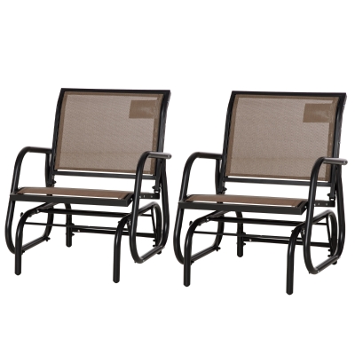 Outsunny 2-Piece Metal Glider Chair Set, Mesh Fabric, Brown