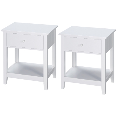 HOMCOM Modern End Table with Drawer & Shelf, Gray, Living Room