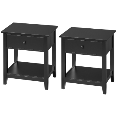 HOMCOM Modern End Table with Drawer & Shelf, Gray, Living Room