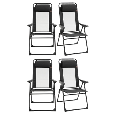 Outsunny Set of 4 Folding Patio Chairs, Adjustable Sling, Black