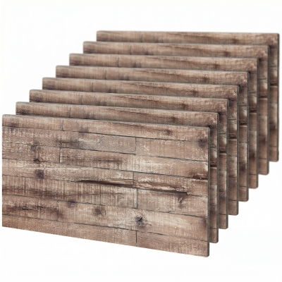 HOMCOM 3D Faux Wood Wall Panels, 8-Pack, Gray Polyurethane Accent