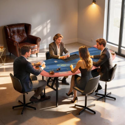 Soozier 72" Foldable Poker Table, 8-Player Casino with Cup Holders, Blue