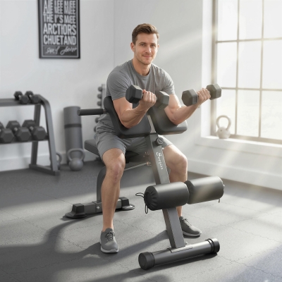Soozier Roman Chair Back Extension Machine, Height Adjustable Hyperextension Bench, 38" x 26.8" x 27.2–43.3", Silver Tone