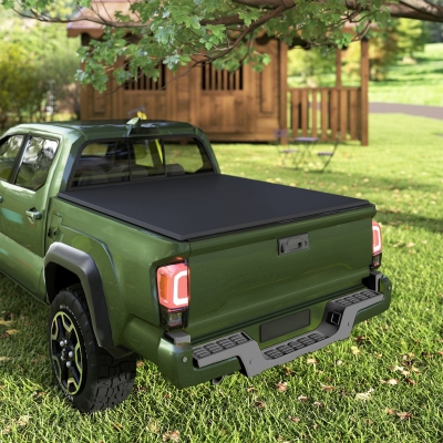 Outsunny 5'6'' Soft Tri-Fold Truck Bed Tonneau Cover for 5.5 ft Bed, Truck Bed Cover with Seal Strip, Black
