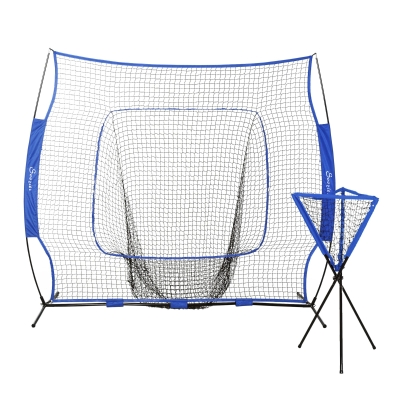 Soozier 7.5x7ft Baseball Practice Net Set, Portable Equipment, Blue