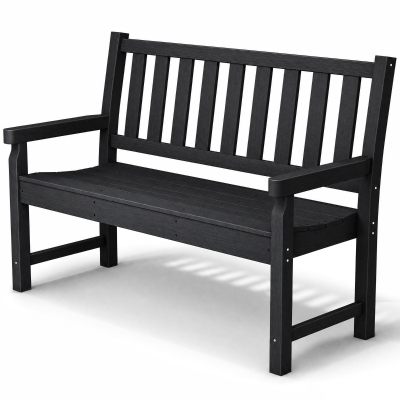 Outsunny 2-Person Outdoor Bench, HDPE Curved Seat, 530 lbs, Black