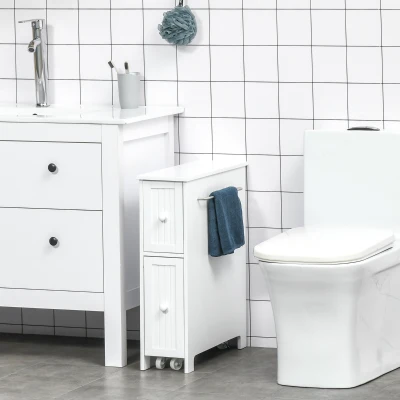 Kleankin Slim Bathroom Cabinet, Freestanding Storage, White