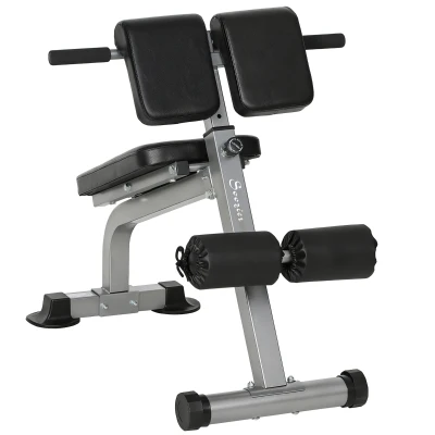 Soozier Roman Chair Back Extension Machine, Height Adjustable Hyperextension Bench, 38" x 26.8" x 27.2–43.3", Silver Tone