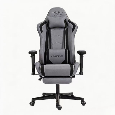 Ergonomic Gaming Chair with Adjustable Lumbar and Headrest Pillows, 27.5"L x 20.5"W x 53"H, Gray