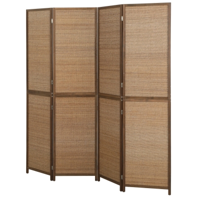 HOMCOM 4 Panel Bamboo Room Divider, 6FT Folding Privacy Screen, Brown