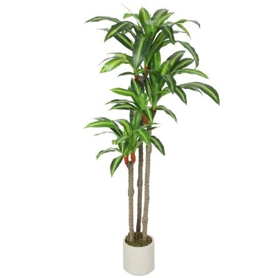 HOMCOM 5FT Dracaena Fake Plant, Artificial Plant with Bendable Trunks for Home Office Decor, Green