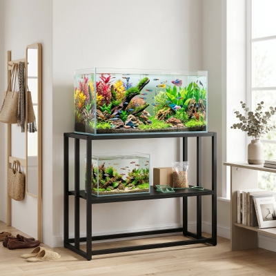 PawHut 40 Gallon Fish Tank Stand, Heavy Duty Aquarium Stand with Storage Shelf, Adjustable Feet, 36.6" L x 18.5" W x 29.9" H