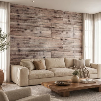 HOMCOM 3D Faux Wood Wall Panels, 8-Pack, Gray Polyurethane Accent