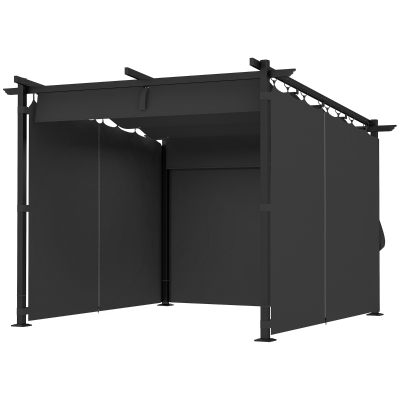 Outsunny 8' x 8.5' Metal Retractable Pergola Canopy with Sidewalls, Outdoor Gazebo UPF30+ Sun Shade Shelter for Garden, Deck