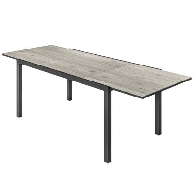 Outsunny 63"-94.5" Extendable Patio Dining Table for 6-8 Person, Outdoor Dining Table with Aluminium Edging, Steel Frame, Grey