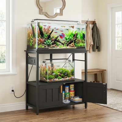 PawHut 20-29 Gallon Fish Tank Stand Aquarium Stand 330 LBS Capacity for Home, Office, 30.7" x 15.7" x 31.9", Black