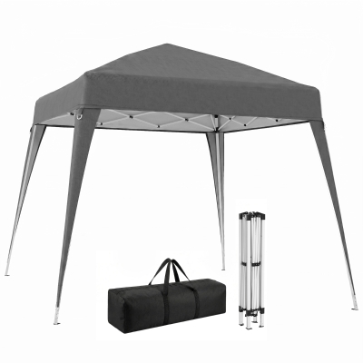 Outsunny 8' x 8' Pop Up Canopy, Outdoor Folding Tent, Portable Party Tent with Carrying Bag for Camping, Party, Picnic, Grey