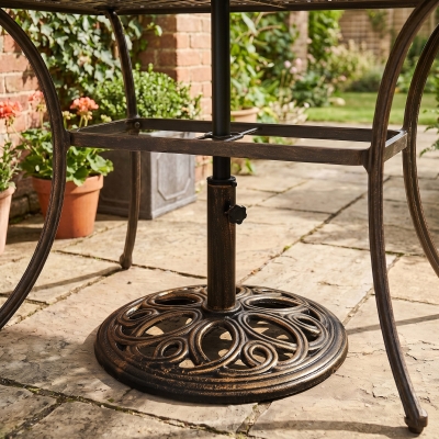 Outsunny 25lbs Cast Iron Round Patio Umbrella Base Stand, Umbrella Holder for Outdoor, Patio, Garden, Deck and Beach, Fit Dia. 1.5", 2" Pole, Bronze