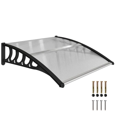 Outsunny Awning Door Canopy, 40.6" x 38" Polycarbonate Front Door Outdoor Patio Cover with Hollow Sheet for UV Protection, Clear