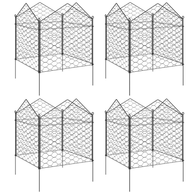 Outsunny 4 Pack Plant Cages, 12" x 14" Metal Cloches, Black