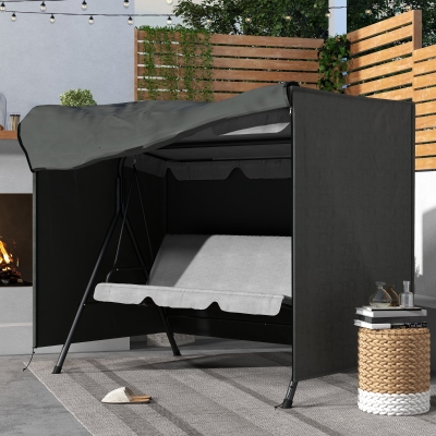 Outsunny 3-Seater Patio Swing Cover, Outdoor Garden Furniture Protection Hammock Glider Cover, 81" x 49" x 65", Dark Grey