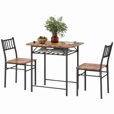 Dining Table Set 31.5" W x 20.5" D x 30.1" H Rustic Brown