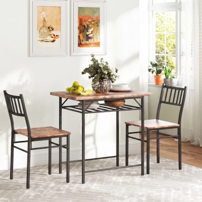 Dining Table Set 31.5" W x 20.5" D x 30.1" H Rustic Brown
