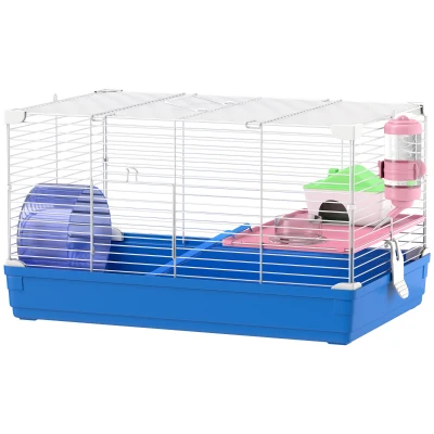 PawHut 18.5" Hamster Cage with Exercise Wheel and Water Bottle Dish, Rat House and Habitats 2 Storey Design